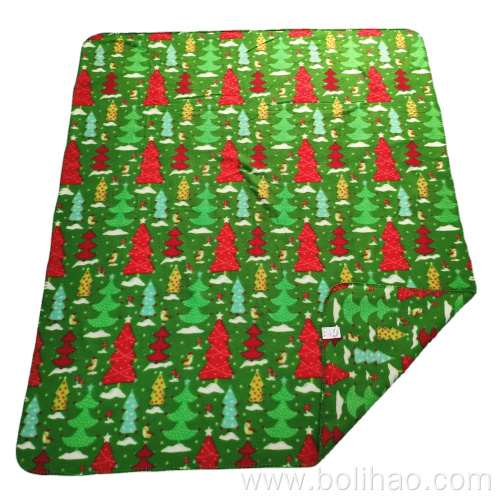 Christmas tree print design two side brushed fleece polar fleece blanket